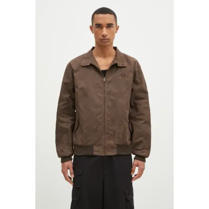 Zdjęcie Fred Perry kurtka bomber Made In England Wax Harrington męski kolor brązowy przejściowa J8578.Q21
