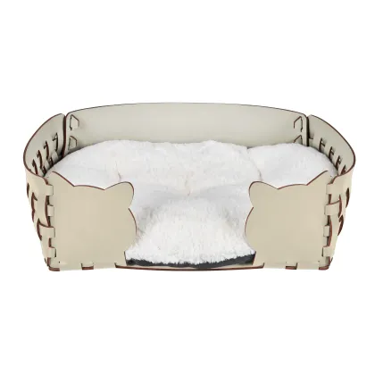 Zdjęcie Przytulne skórzane legowisko dla kota 45x30xH15 cm z dwustronną poduszką