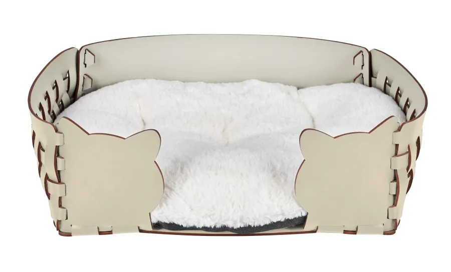 obrazek 1 Przytulne skórzane legowisko dla kota 45x30xH15 cm z dwustronną poduszką