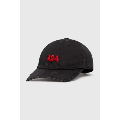 Zdjęcie 424 czapka z daszkiem bawełniana Distressed Baseball Hat kolor czarny z aplikacją FF4SMY01BP-TE002.999