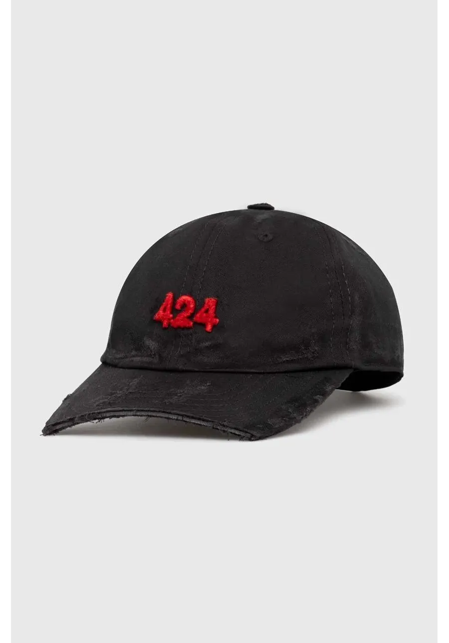 obrazek 1 424 czapka z daszkiem bawełniana Distressed Baseball Hat kolor czarny z aplikacją FF4SMY01BP-TE002.999