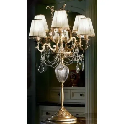 Picture Cast brass table lamp with ivory lampshades and Asfour crystals – Il Paralume Marina