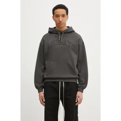 Zdjęcie Axel Arigato bluza bawełniana Motto Hoodie męska kolor szary z kapturem z aplikacją A3022001