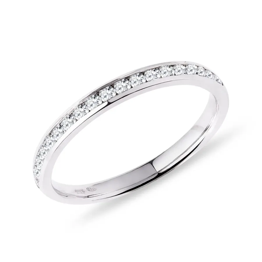 obrazek 1 Minimalistyczna obrączka z białego złota z diamentem KLENOTA