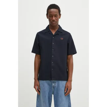 Zdjęcie Fred Perry koszula bawełniana męska kolor granatowy regular z kołnierzykiem klasycznym M7774.248