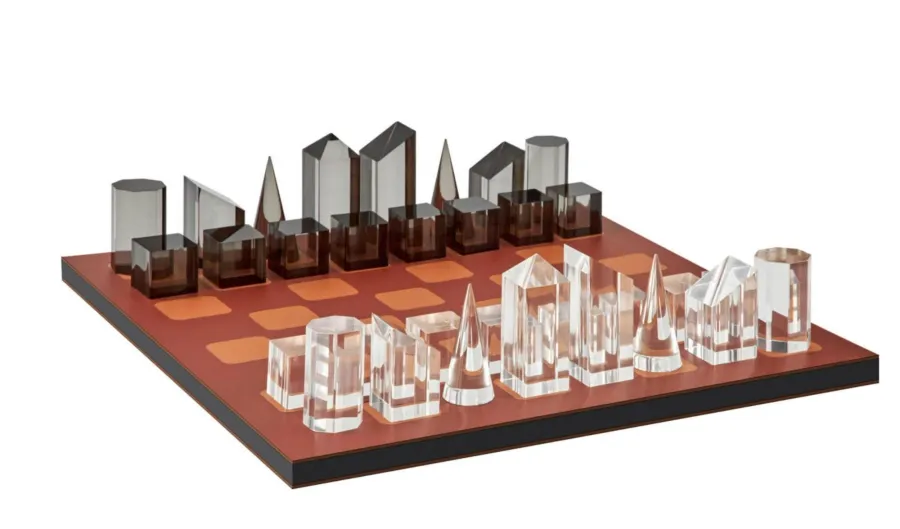 obrazek 2 Designerska szachownica 30x30xH1,5 cm z figurami ze szkła akrylowego