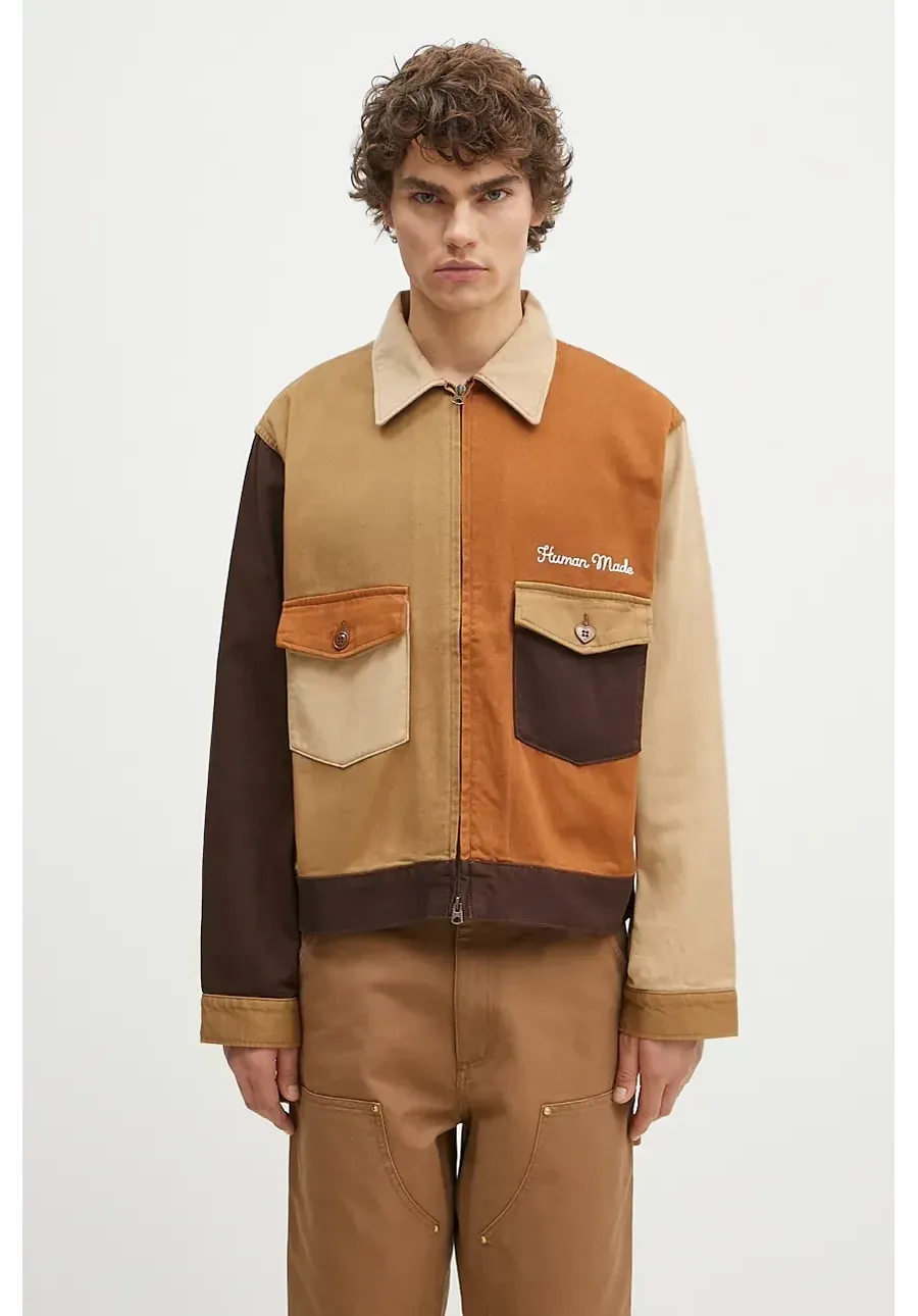 obrazek 1 Human Made kurtka koszulowa bawełniana Zip-Up Work Jacket kolor brązowy przejściowa HM28JK012