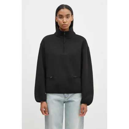 Zdjęcie Woolrich bluza Interlock Fleece Half Zip damska kolor czarny gładka CFWWSW0136FRUT3865