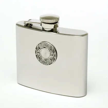 Picture Stylish stainless steel hip flask decorated with a Celtic ornament