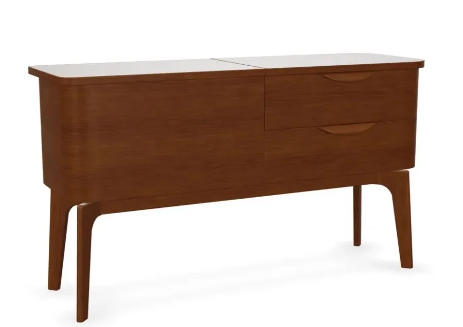 obrazek 2 Minimalistyczna drewniana komoda, kredens z ukrytym lustrem