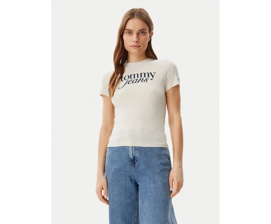 obrazek 1 Tommy Jeans T-Shirt Essential DW0DW19447 Beżowy Slim Fit