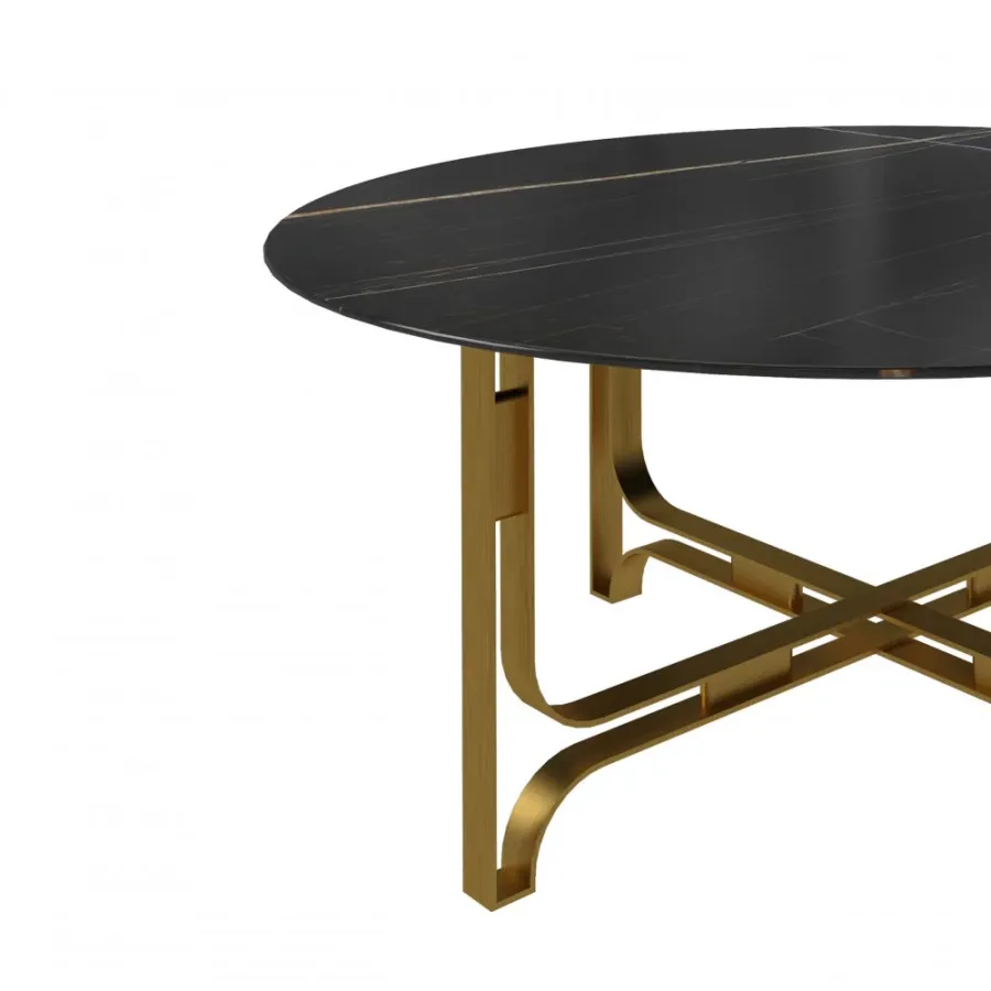 obrazek 2 Stolik kawowy z metalową podstawą i okrągłym blatem H.48xDia.110 cm