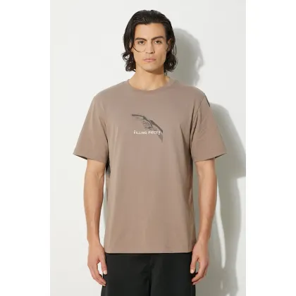 Zdjęcie Filling Pieces t-shirt bawełniany Handshake męski kolor beżowy z nadrukiem 74413631407