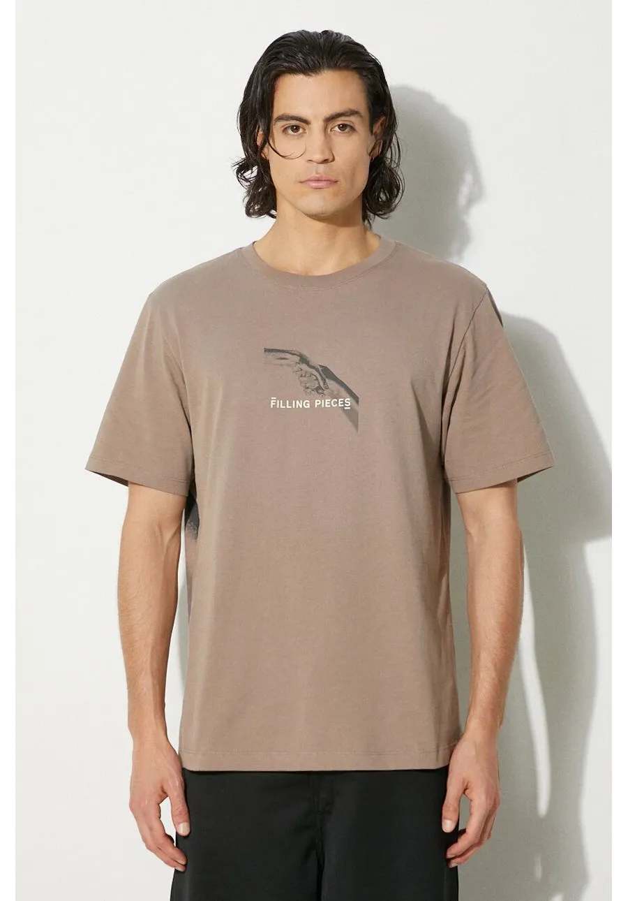 obrazek 1 Filling Pieces t-shirt bawełniany Handshake męski kolor beżowy z nadrukiem 74413631407
