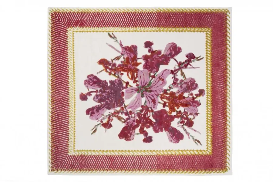 obrazek 1 Kwadratowy dywan z czerwonym motywem kwiatów - SAVAGE FLOWERS: RED HARMONY