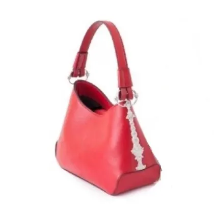 Picture Red Hobo bag in leather and silver – Pampaloni