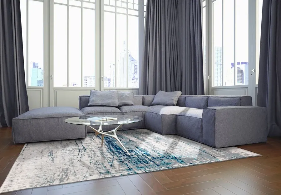picture 5 Stylish white-blue modern carpet - BRONX AZURIT 8421