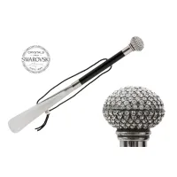 Picture Beautiful, stylish black shoe horn with a knob-shaped handle encrusted with Swarovski crystals - Pasotti