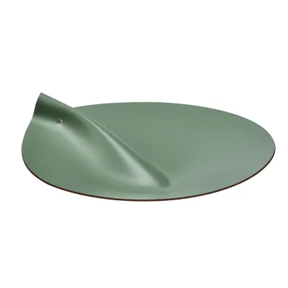 Zdjęcie Minimalistyczna pokrywka Ø44 cm z naturalnej skóry w kolorze liści eukaliptusa