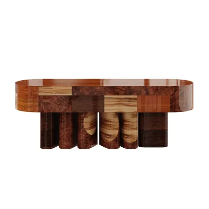 Picture Wooden chest of drawers with an oval top in a modernist style