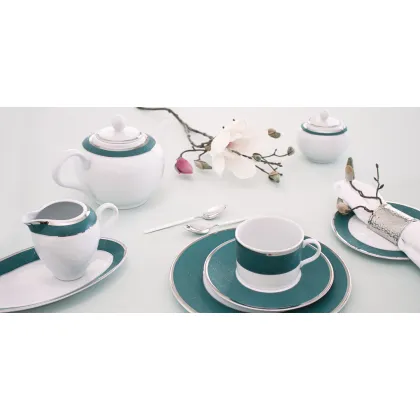 Zdjęcie Piękny komplet zastawy stołowej z porcelany dla 12 osobowej rodziny - Porcel