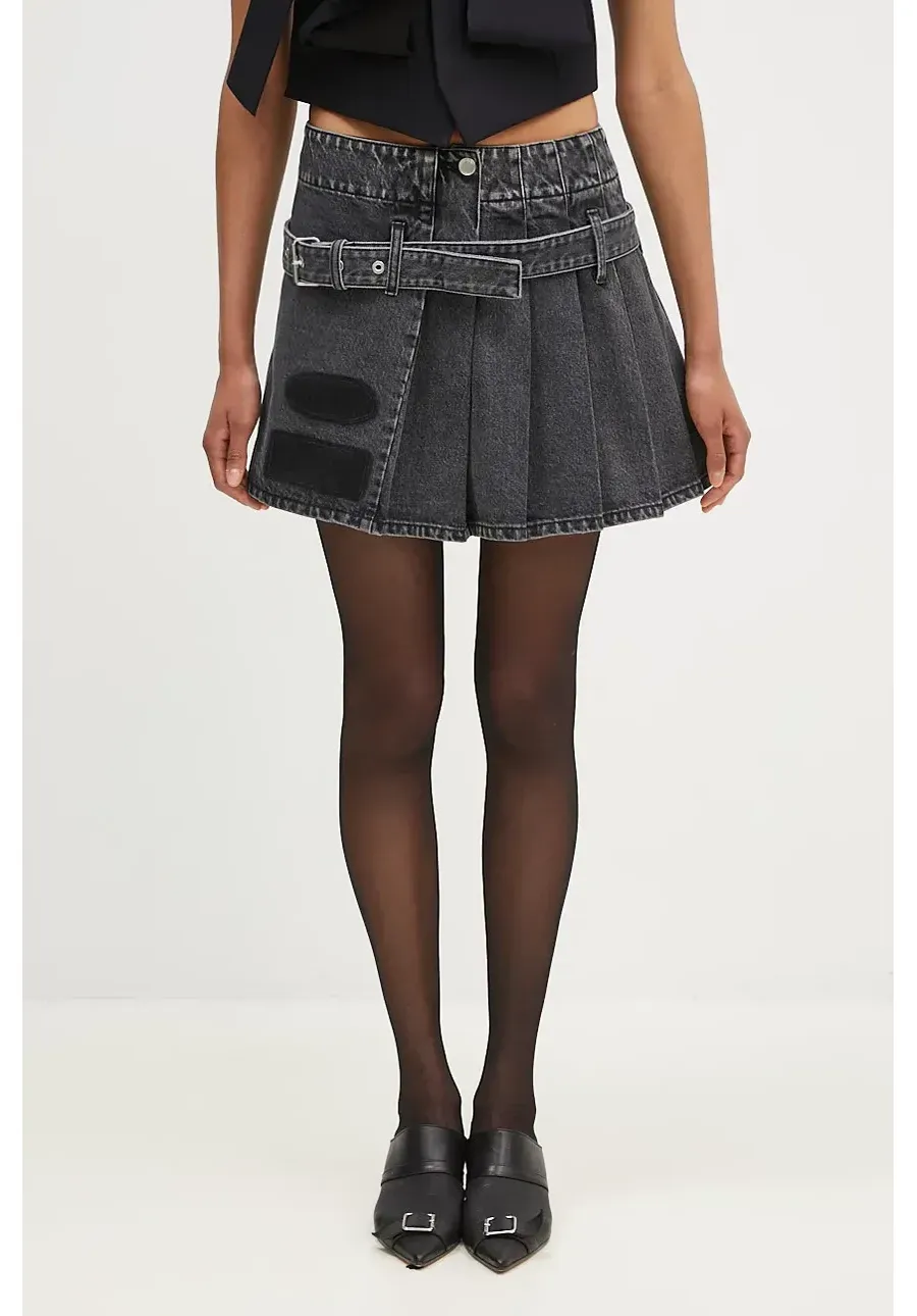 obrazek 1 AMBUSH spódnica jeansowa Denim Pleats Skirt kolor czarny mini rozkloszowana BWYF002F24DEN0011100