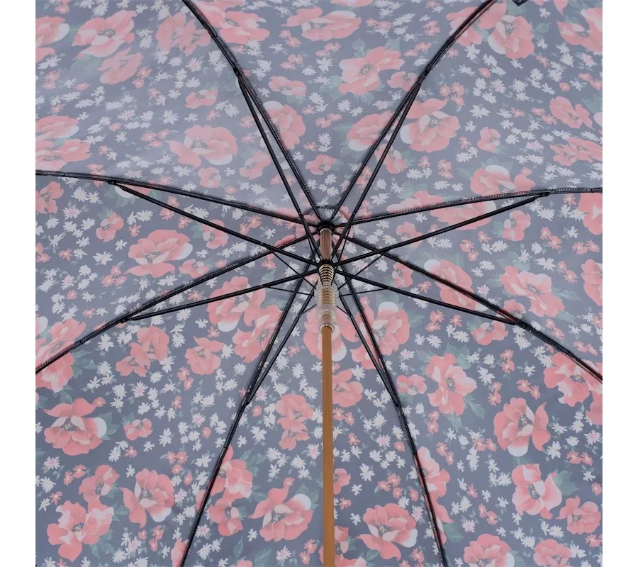 obrazek 4 Piękny czarny parasol damski zdobiony wyjątkowym motywem kwiatowym - Pasotti