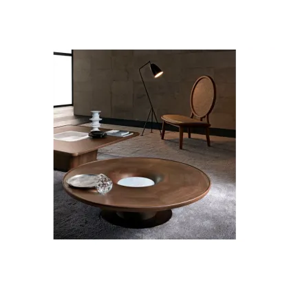 Zdjęcie Elegancki, Okrągły, Podłogowy Stolik Kawowy z Drewna Dębowego - Bamax