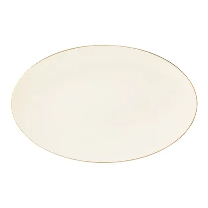 Zdjęcie Porcelanowy owalny talerz do serwowania 40x25,5 cm zdobiony złotą obwódką - Seltmann Weiden