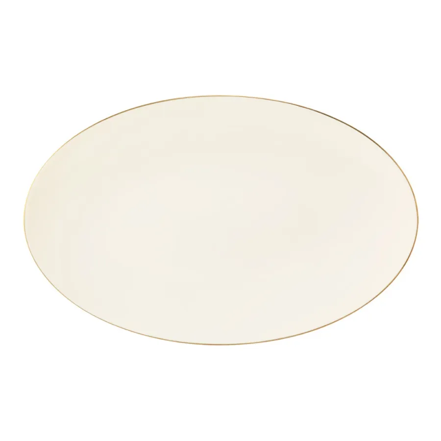 obrazek 1 Porcelanowy owalny talerz do serwowania 40x25,5 cm zdobiony złotą obwódką - Seltmann Weiden