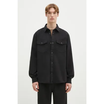 Zdjęcie Carhartt WIP koszula bawełniana Longsleeve Santa Fe Shirt męska kolor czarny relaxed z kołnierzykiem klasycznym I034384.89GD