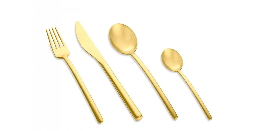 obrazek 2 Stylowa włoska łyżeczka deserowa Due Ice Oro - komplet 6 szt.