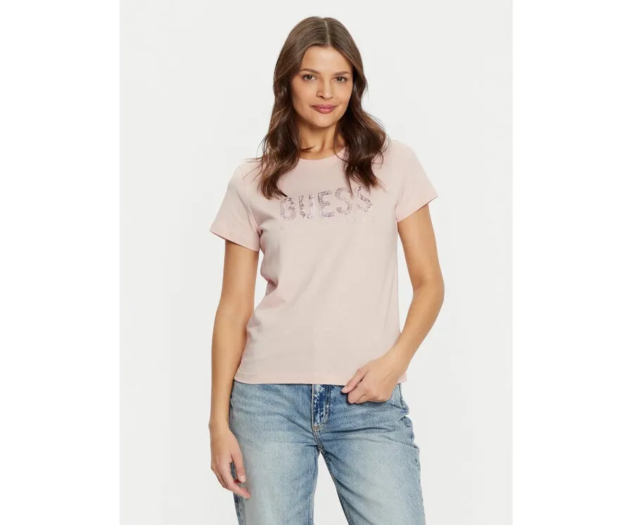 obrazek 1 Guess T-Shirt W5RI19 I3Z14 Beżowy Regular Fit