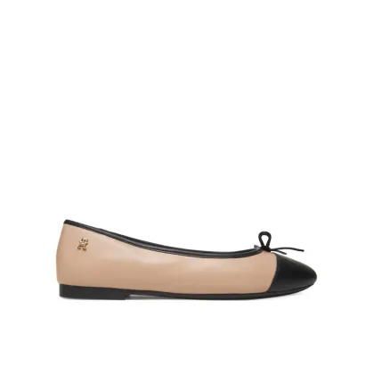 Zdjęcie Tommy Hilfiger Baleriny Toe Cap Leather Ballerina FW0FW08759 Écru