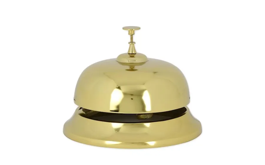 obrazek 1 Stylowy dzwonek hotelowy wykonany z aluminium w kolorze złotym