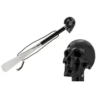 Picture Stylish black shoe horn with a handle in the shape of a black skull - Pasotti