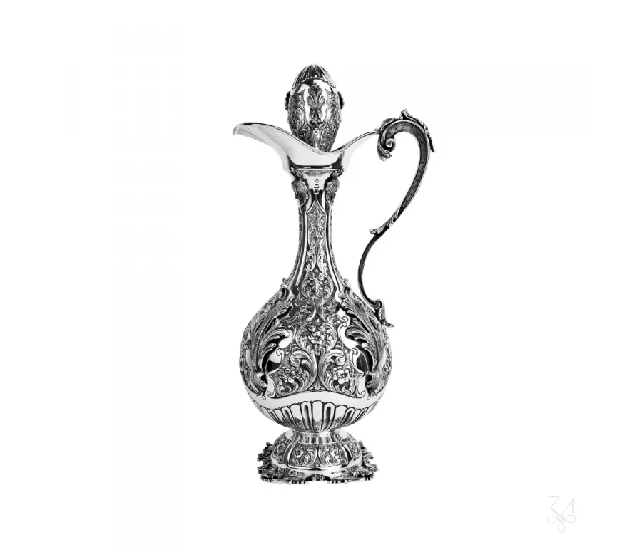 picture 3 Stylish silver wine bottle with a tray decorated with a beautiful motif - Zaramella Argenti