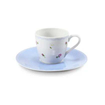 Zdjęcie Wyjątkowa filiżanka do espresso ze spodkiem z porcelany w kolorze niebieskim – Leander