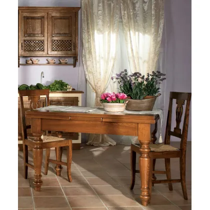 Zdjęcie Wyjątkowy włoski drewniany stół rozkładany ze stolnicą w stylu prowansalskim