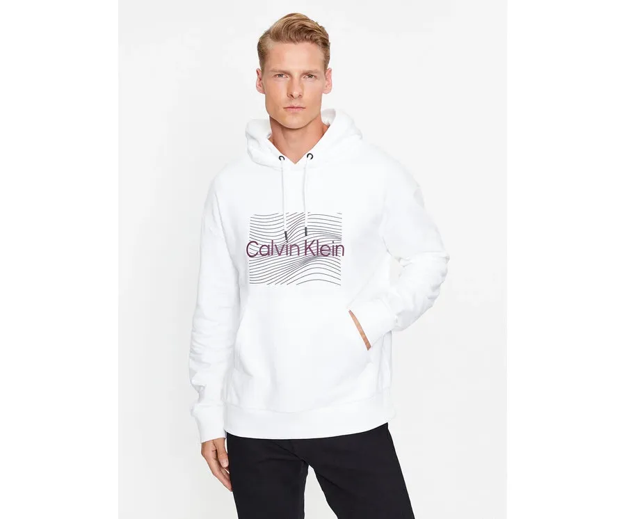 obrazek 1 Calvin Klein Bluza Wave Lines Hero K10K112774 Biały Regular Fit