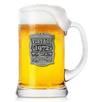 Picture Glass beer mug with pewter decoration