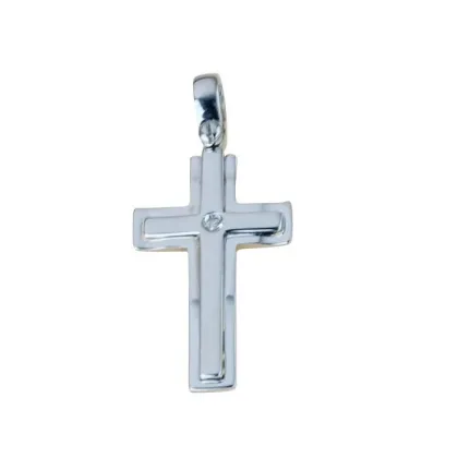 Zdjęcie Luksusowy błyszczący i satynowy krzyż o śr.ct.0,01 wym.25x16mm.