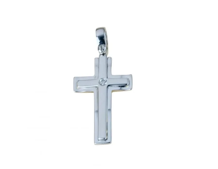 obrazek 1 Luksusowy błyszczący i satynowy krzyż o śr.ct.0,01 wym.25x16mm.