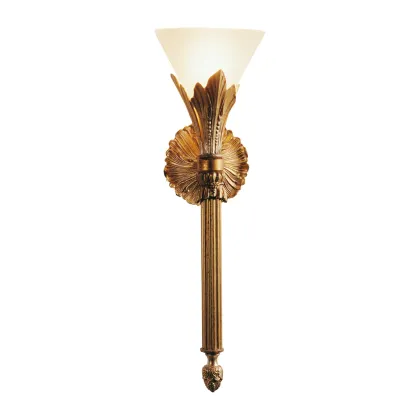 Zdjęcie Kinkiet z litego mosiądzu i satynowego szkła H.53xL.16xP.21 cm