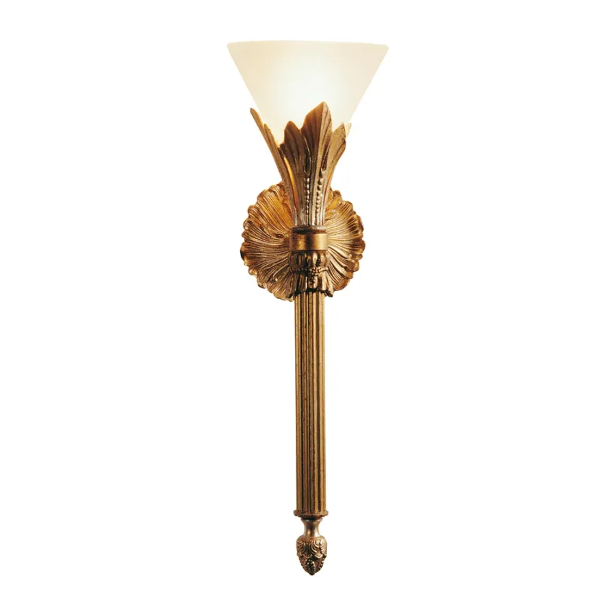 obrazek 1 Kinkiet z litego mosiądzu i satynowego szkła H.53xL.16xP.21 cm