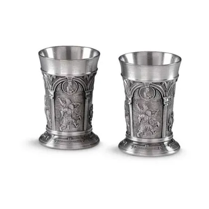 Zdjęcie Cynowe kieliszki do wódki ze zdobieniami