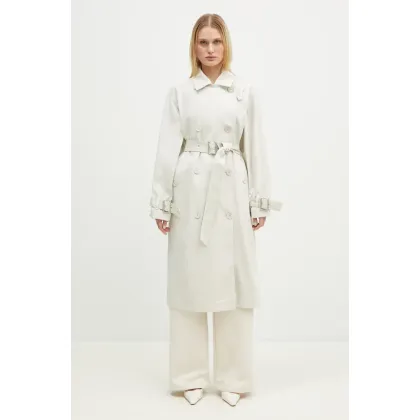 Zdjęcie Lacoste trencz bawełniany kolor beżowy przejściowy BF4642