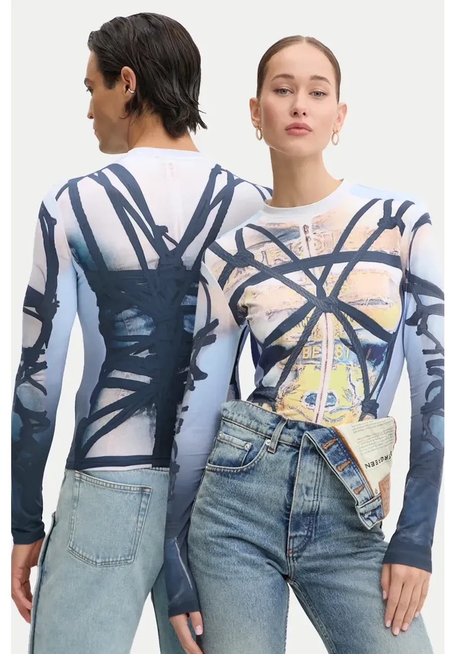 obrazek 1 Y/Project longsleeve BONDAGE PRINT LONG SLEEVE FITTED TOP kolor niebieski 104TO012