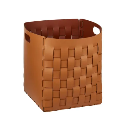 Zdjęcie Skórzany kosz 35x35xH40 cm w kolorze koniakowym