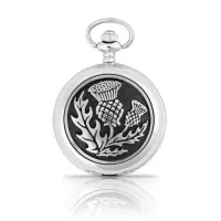 Picture Stylish quartz pocket watch decorated with a Scottish thistle - a gift for a man
